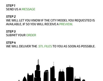 3D City Skyline Model | STL File, Worldwide Art (Digital Download)