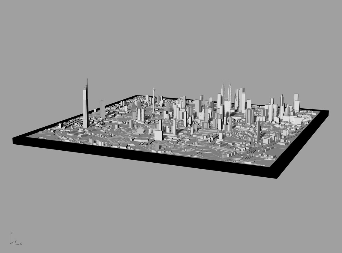 3D Kuala Lumpur City Map | Printable STL File (digital Download) - Etsy