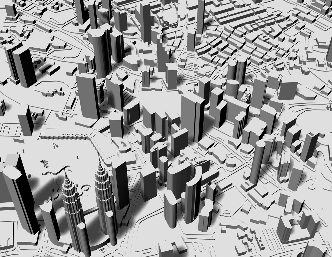 3D Kuala Lumpur City Map | Printable STL File (digital Download) - Etsy