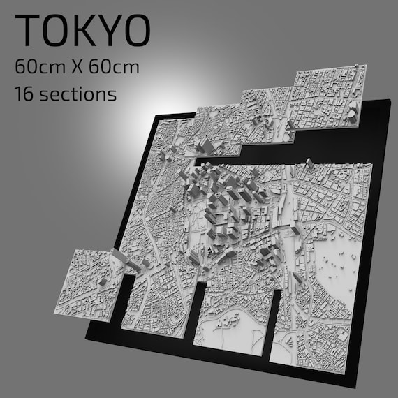 3D Wood City Map TOKYO 東京 TOKYO JAPAN - 3D Wood Wall Map - Handcrafted, Natural Wood