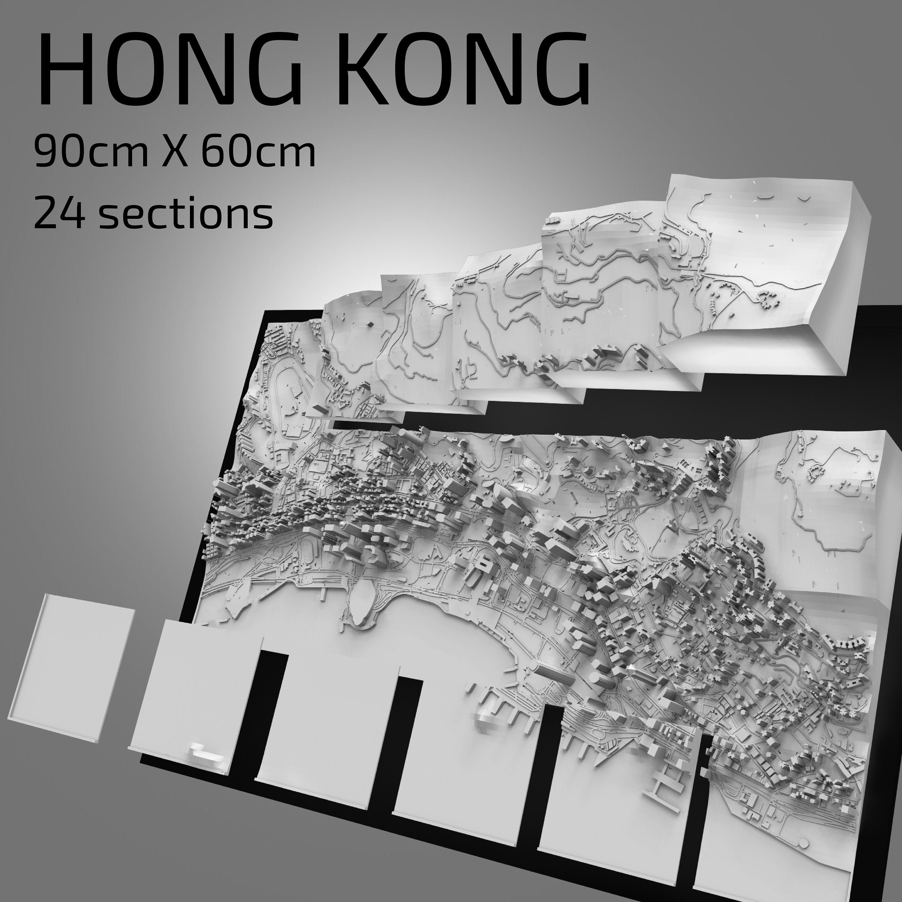 3D Hong Kong Digital Files 3D STL File Hong Kong 3D Map | Etsy