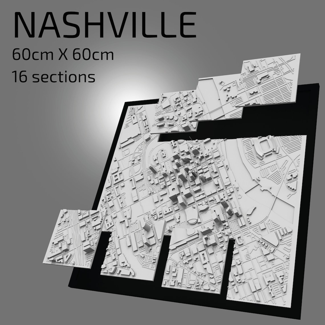 3D Nashville Digital Files 3D STL File Nashville 3D Map Etsy
