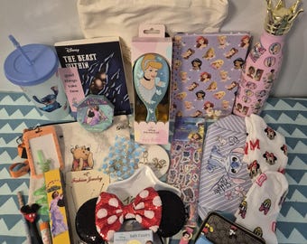 Disney super size mystery gift box - with a variety of different items and a handmade keyring.