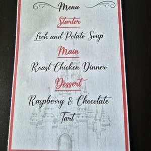 Menú de desayuno de boda en el castillo de Disney personalizado para adaptarse a su boda.