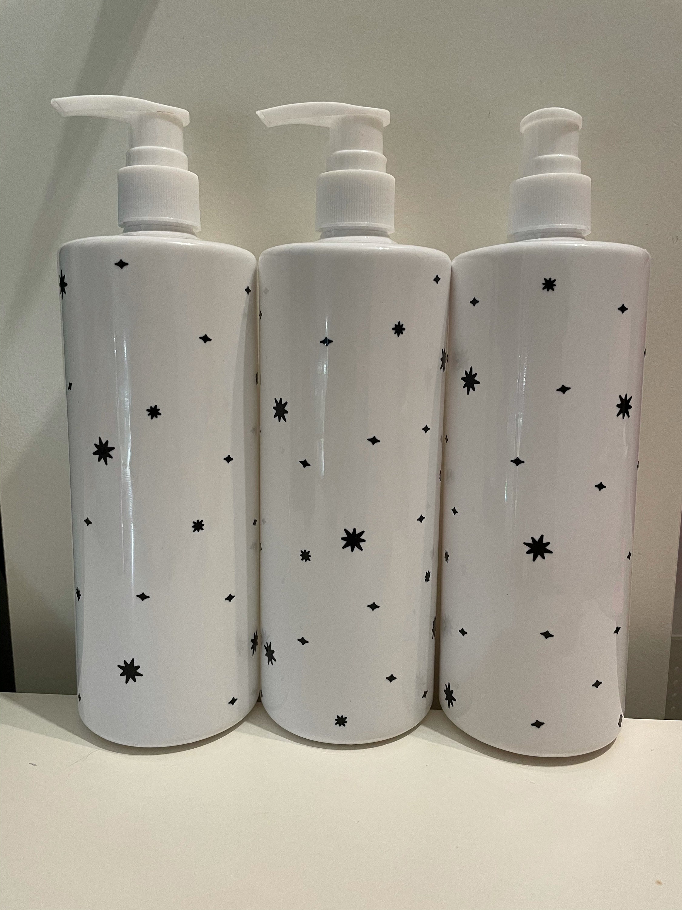 Bathroom dispenser Bottle in white with a fancy writing and a Etsy