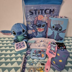 Disney stitch mystery gift box in 2 sizes standard or large. - with a variety of different items and a handmade keyring.