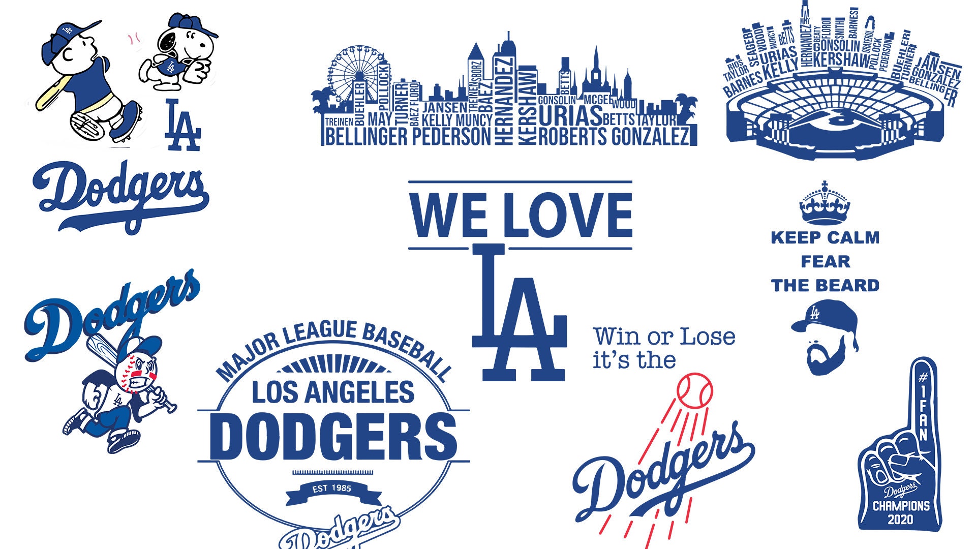 LA Pro Baseball Team Names Graphic Major League Baseball Etsy
