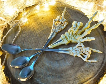 Gothic spoons, Spoons Skeleton, punk spoons, Halloween dishes, Halloween spoon, Halloween decor