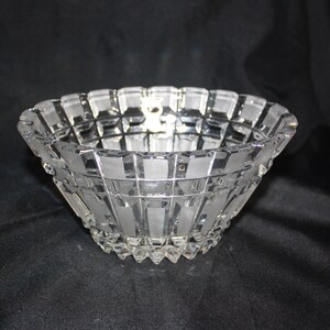 Vintage Crystal Dish, Made in USSSR, Cross Hatch Pattern