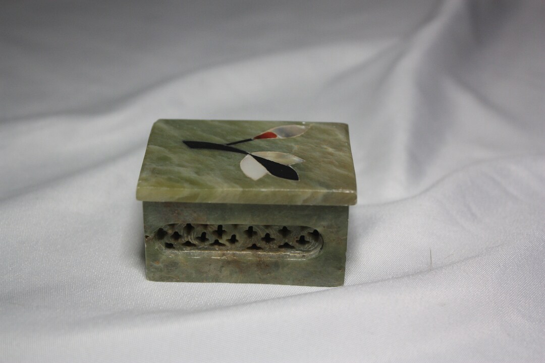 Fetco Carved Soapstone Trinket Box Made in India Etsy