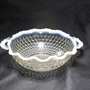 Vintage Anchor Hocking Moonstone Hobnail Bowl, Opalescent