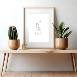 Modern Nativity Art | Mary & Joseph Art | Simple Holy Family Art | Nativity Scene Digital Download | Nativity Set | Black and White Nativity