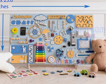 Personalized Baby Busy Board: Montessori Toddler Sensory Toy