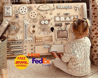 Personalized XXL Busy Board: First Birthday Gift for Toddler