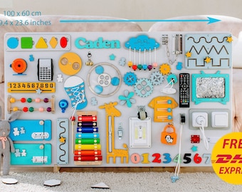 Personalized Toddler Busy Board: Montessori Sensory Toy