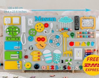 Extra Large Personalized Montessori Busy Board: Toddler Activity Board