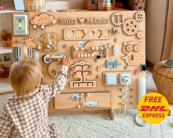 Personalized Montessori Busy Board: Sensory Activity Toy for Toddlers