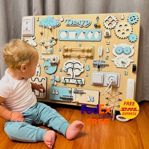 Très grande planche occupée en bois naturel pour bébé garçon, 1 an et 2 3 ans, planche Montessori pour tout-petit, cadeau 1er anniversaire, planche occupée 1 an, planche occupée tout-petit