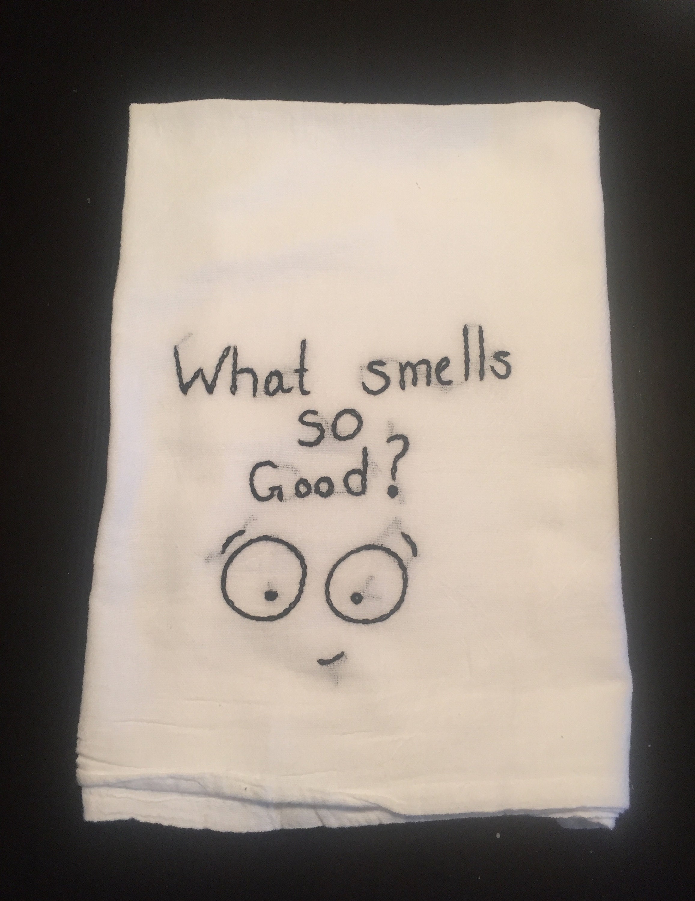 Tea towel says what smells so good Etsy