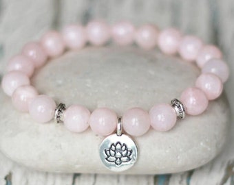 Rose Quartz Bracelet 8mm Beads Yoga Bracelet Meditation Healing Bracelet Love and Romance