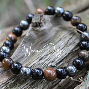 Hematite Obsidian Tiger Eye Protection Bracelet Triple Protection Healing Meditation Healing Effects