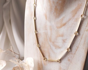 Handmade adjustable minimalist brass choker necklace