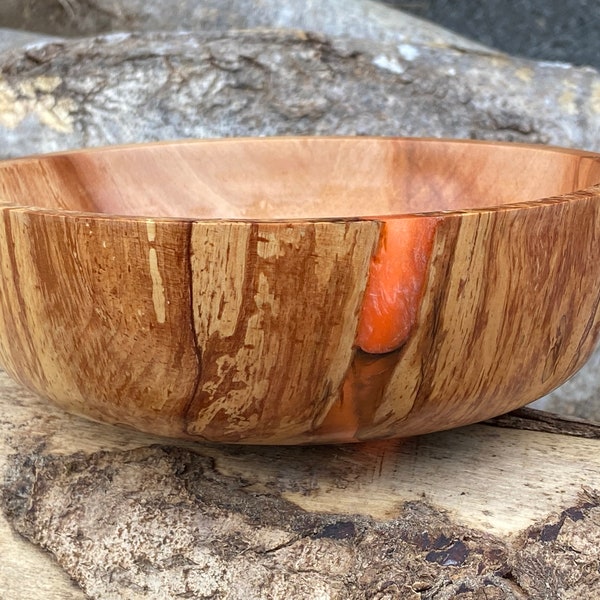 Applewood Bowl, Wooden handmade, spalted hand turned bowl