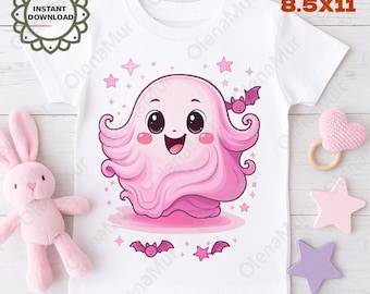 Cute Kawaii Ghosts Clipart – Spooky Halloween Digital Download
