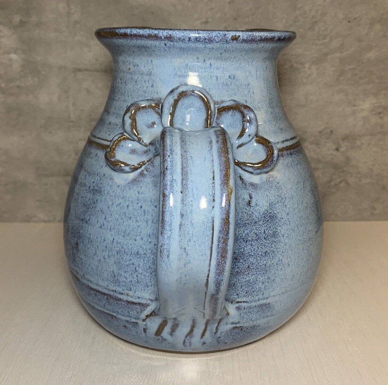 Ron Rael Pottery Vintage Ron Dean Art Pottery Wheel Thrown Glossy Blue Potbelly Pitcher ...