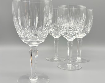Set of 4 Waterford Crystal Ireland Kildare Cut 7" Water Goblets Wine Glass Vtg