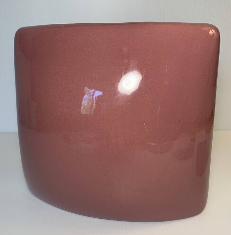 Vintage Royal Haeger USA Pottery Mauve Pink Abstract Square Pillow Vase 8 image 3