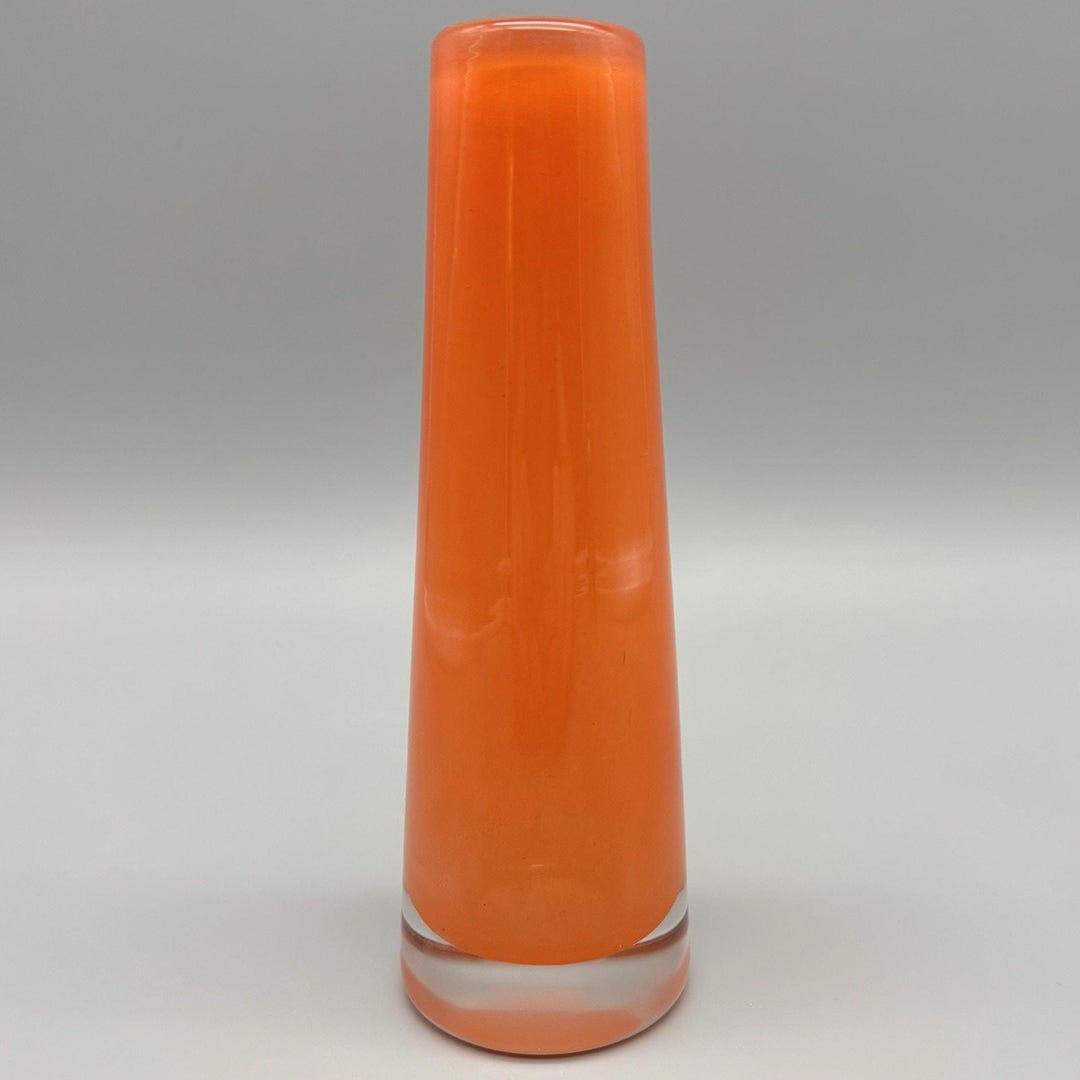 Dutz Dutch Art Glass Vivid Orange Modern Solifleur Bud Vase 6 Heavy dutz-dutch-art-glass-vivid-orange-modern-solifleur-bud-vase-6-heavy