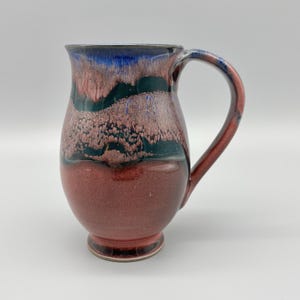 Ashburn Pottery Magenta Pink Drip Glaze 5" Handled Coffee Mug Signed Bandurchin