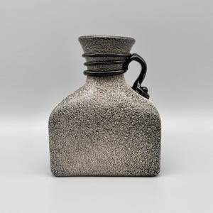 Vintage Opaque Black Glass Scavo Textured Roman Style 6" Rectangular Handled Jug