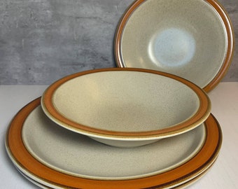 Set of 4 Vintage Sears Sahara Orange Stoneware Serving Bowls & Platters