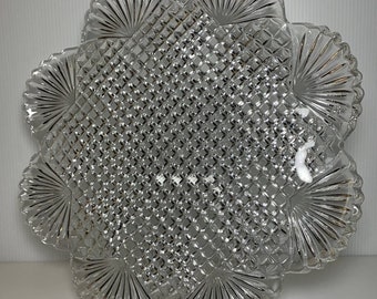 Antique US Glass Company EAPG 12" Pineapple and Fan Platter c. 1895