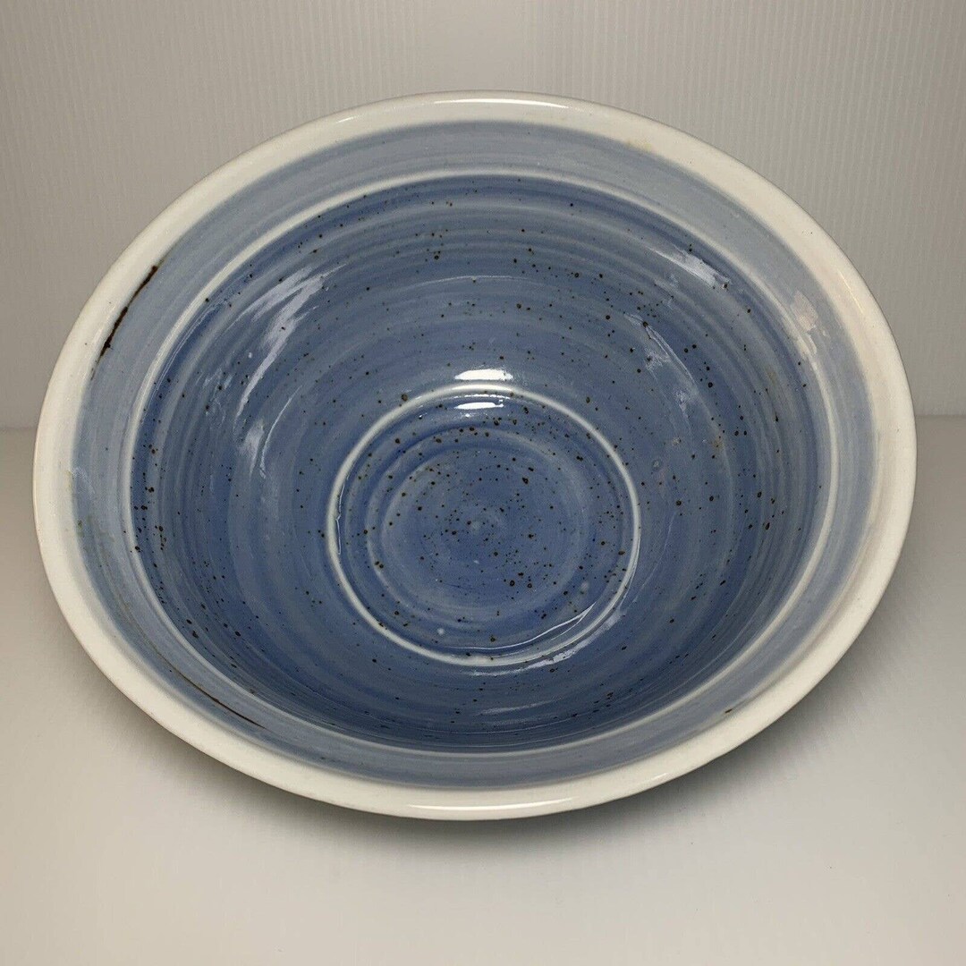 Studio Art Pottery Blue Swirl Wheel Thrown Rustic 8.5" Serving Bowl ...