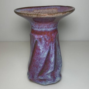 Howard Pottery Cape Cod MA Blue & Purple Flambe Glaze Flared Lip Vase 6"