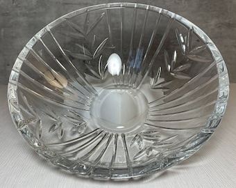 Polished Lead Crystal Fans & Facets Wide Flared Candy Bowl 7.25" Rogaska?