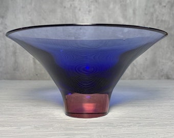 Murano Glass Flavio Poli for Seguso Blue Rubino Pink Sommerso Bowl 5.75" AS IS
