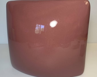 Vintage Royal Haeger USA Pottery Mauve Pink Abstract Square Pillow Vase 8"