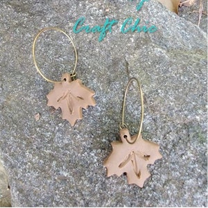 Maple Leaf Clay Hoop Earrings