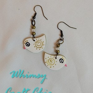 Whimsical Beaded Clay Bird Earrings
