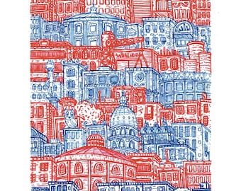 Città blu e rossa