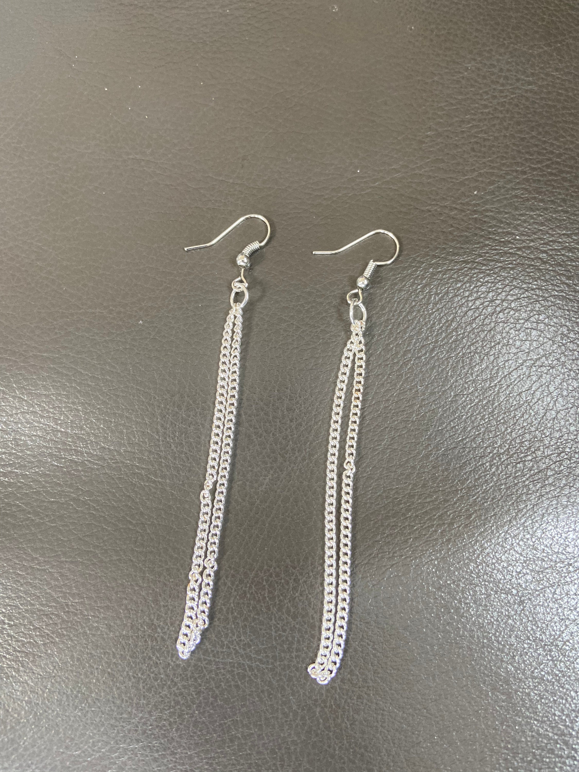 Dangle chain earrings double Etsy