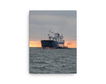 Canvas Wall Art Print Sunrise Boat Nautical Great Lakes Lake Michigan Milwaukee Wisconsin Original Photo
