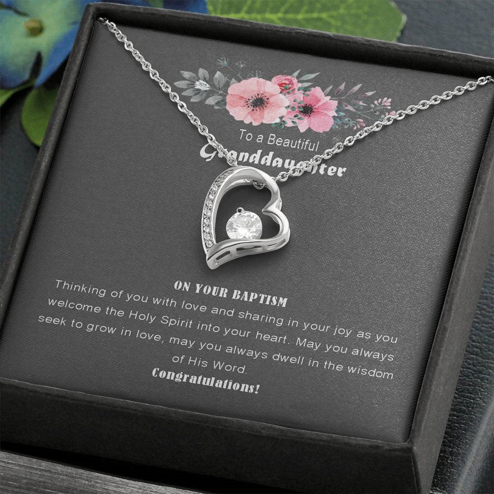 Forever Love Necklace Granddaughter Baptism Gift Baptism Day Etsy