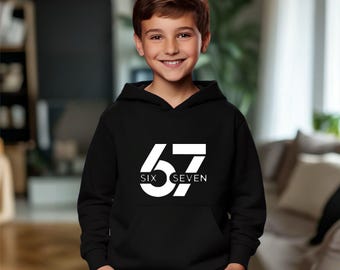 Kids 67 Hoodie – Minimalist Number Hoodie for Boys | Trendy Numeric Sweatshirt | Cool Teen Gift | Six Seven Graphic Hoodie