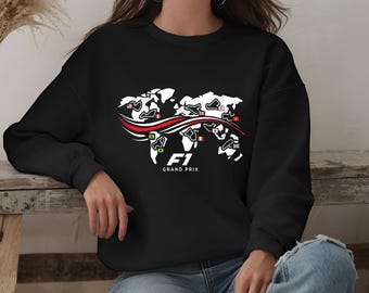 World Racing Map Sweatshirt, Motorsport Track Map Crewneck, Racing Fan Pullover, Speed Lover Apparel