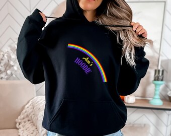Custom Rainbow Hoodie, Personalized Name Rainbow Pullover, Cute Aesthetic Quote Hoodie, Colorful Soft Girl Hoodie